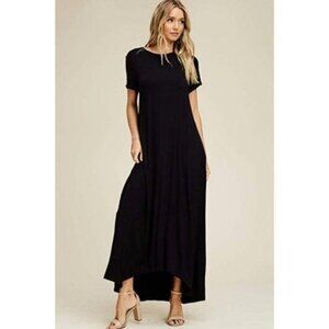 Annabelle Navy Short Sleeve Maxi Dress